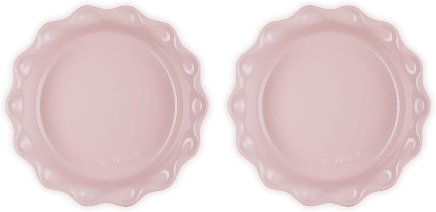 Le Creuset Set of 2 - 9" Heritage Fluted Pie Dish - Chiffon Pink