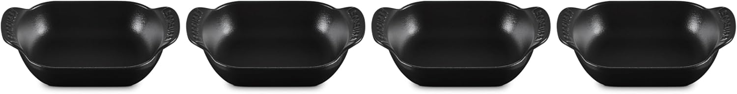 Le Creuset Set of 4 - 1/3 Qt. Mini Rectangular Baker - Gourmand Collection - Matte Black