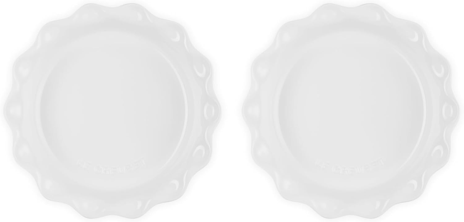 Le Creuset Set of 2 - 9" Heritage Fluted Pie Dish - White