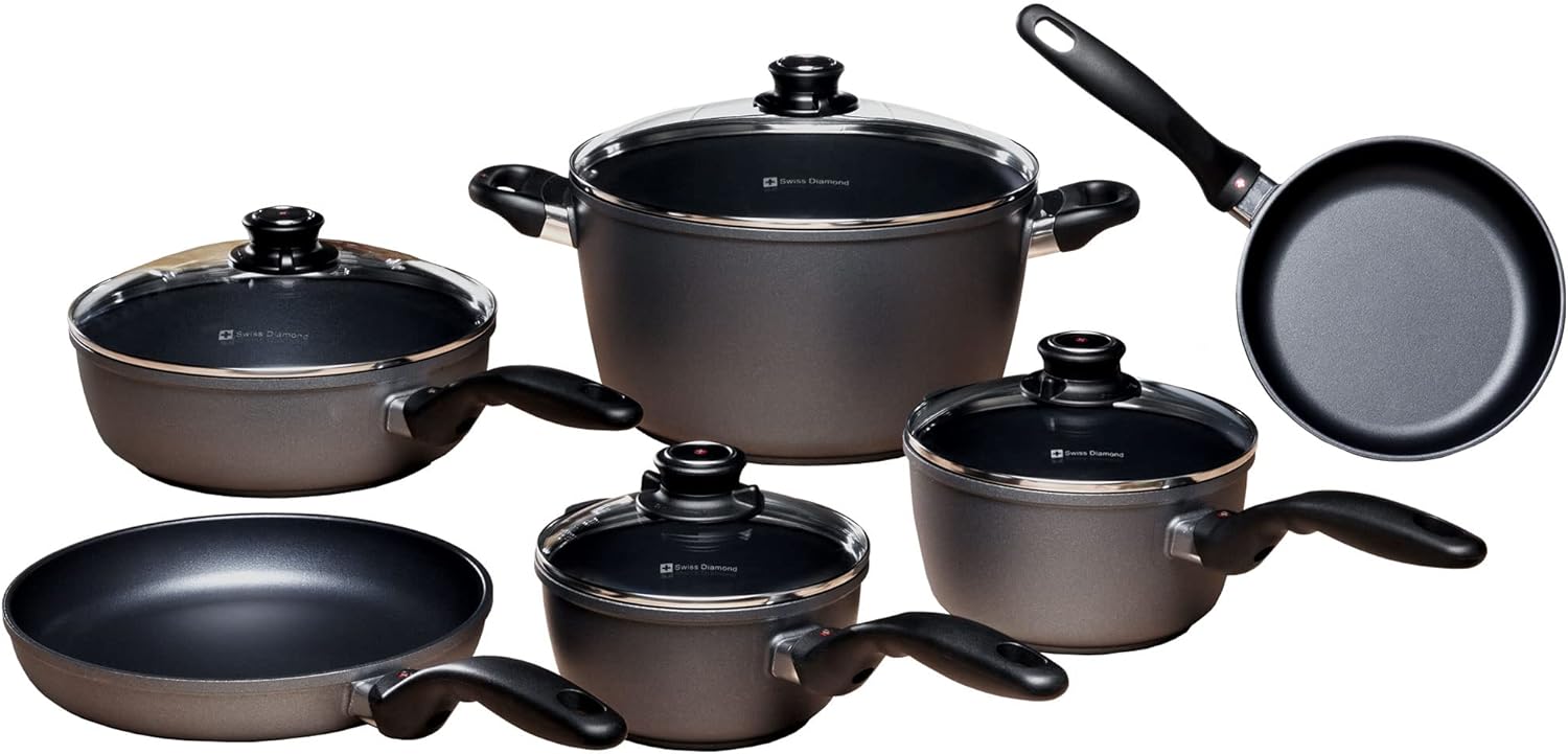 Swiss Diamond - 10 Pc. HD Nonstick Induction Cookware Set