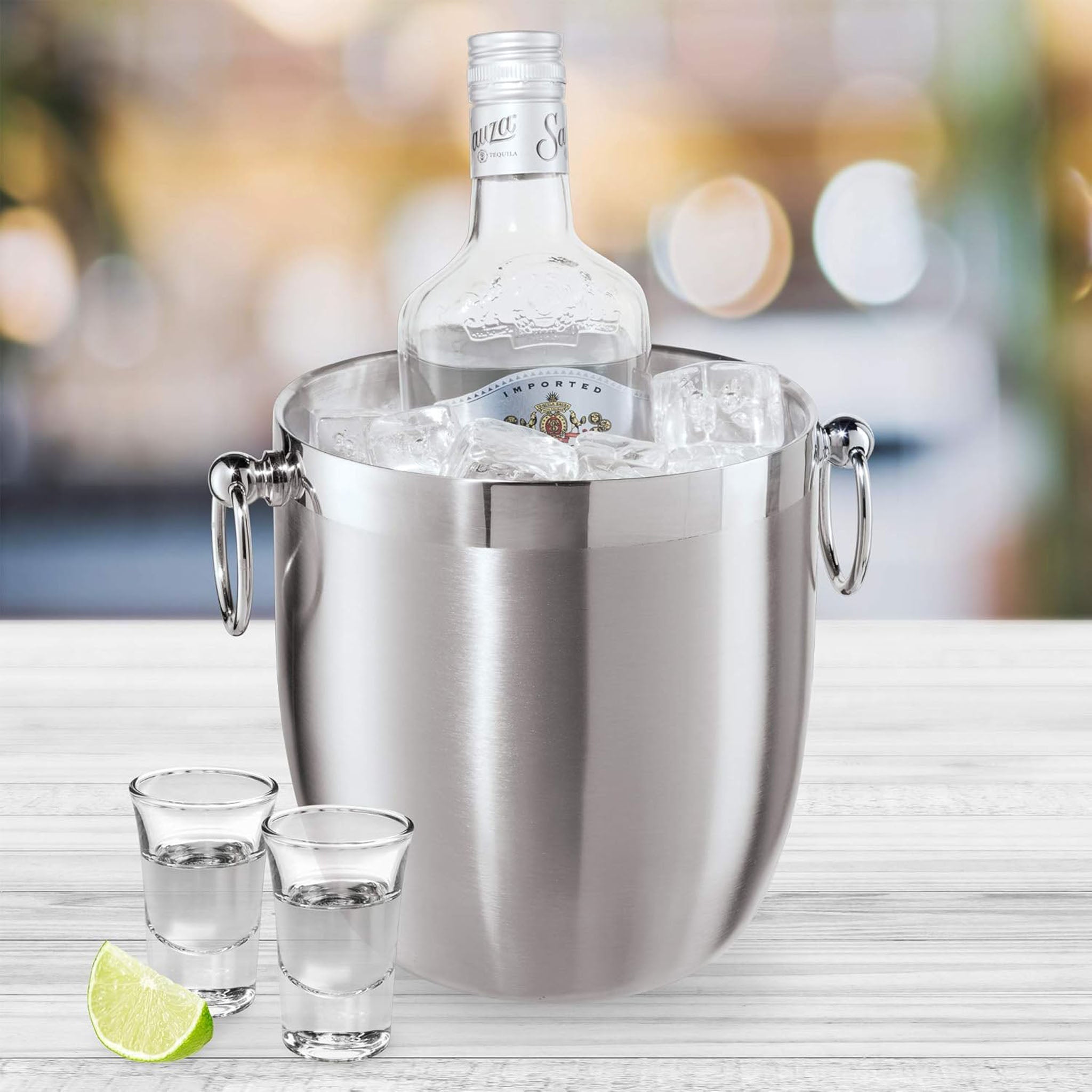 Stainless Steel Ice Bucket w/ Tongs