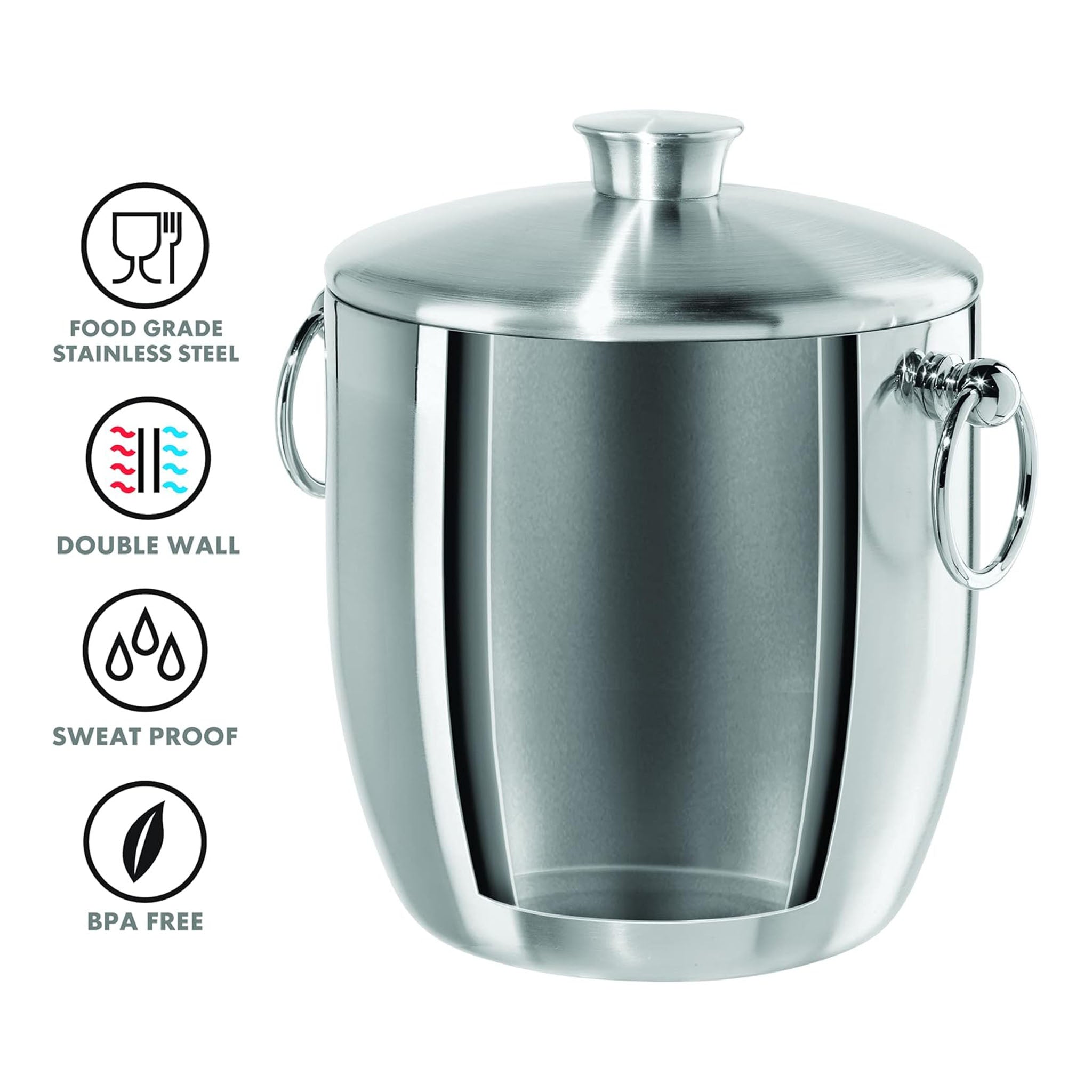 Stainless Steel Ice Bucket w/ Tongs