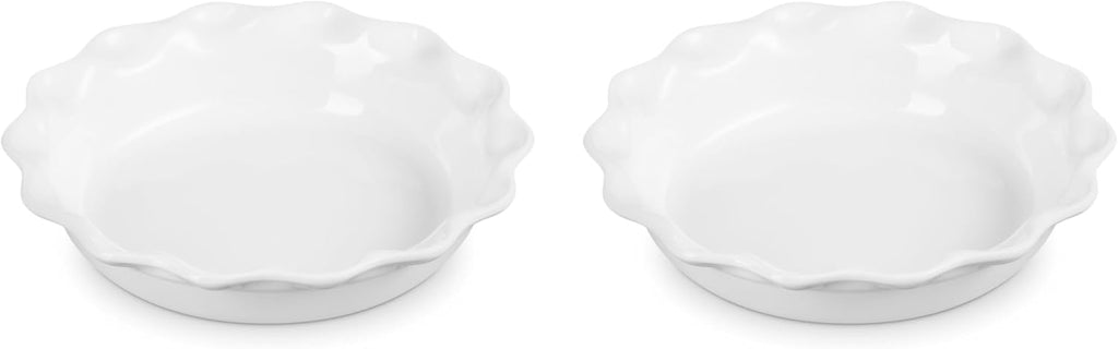 Le Creuset Set of 2 - 9" Heritage Fluted Pie Dish - White