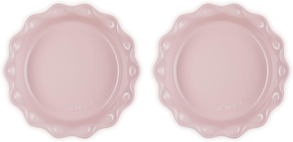 Le Creuset Set of 2 - 9" Heritage Fluted Pie Dish - Chiffon Pink