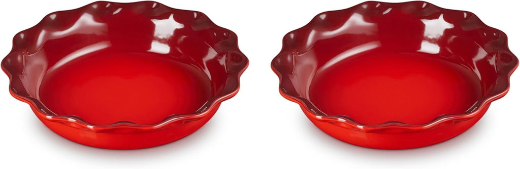 Le Creuset Set of 2 - 9" Heritage Fluted Pie Dish - Cerise