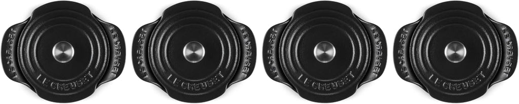 Le Creuset Set of 4 - 1/3 Qt. Mini Round Cocotte w/Stainless Steel Knob - Gourmand Collection - Matte Black