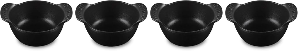 Le Creuset Set of 4 - 1/3 Qt. Mini Round Cocotte - Gourmand Collection - Matte Black