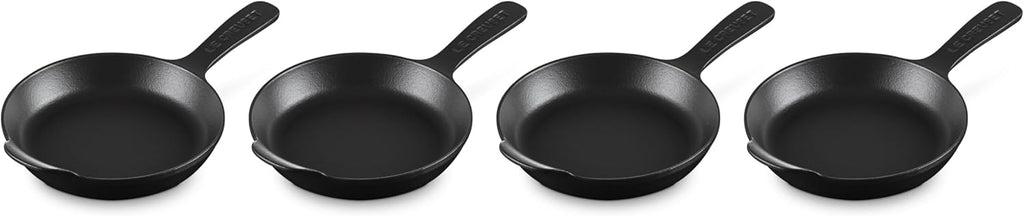 Le Creuset Set of 4 - 1/3 Qt. Mini Skillet - Gourmand Collection - Matte Black