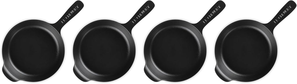 Le Creuset Set of 4 - 1/3 Qt. Mini Skillet - Gourmand Collection - Matte Black