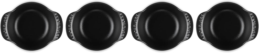Le Creuset Set of 4 - 1/3 Qt. Mini Round Cocotte w/Stainless Steel Knob - Gourmand Collection - Matte Black