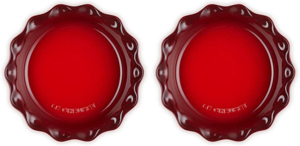 Le Creuset Set of 2 - 9" Heritage Fluted Pie Dish - Cerise