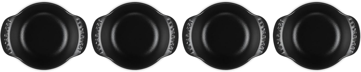 Le Creuset Set of 4 - 1/3 Qt. Mini Round Cocotte - Gourmand Collection - Matte Black
