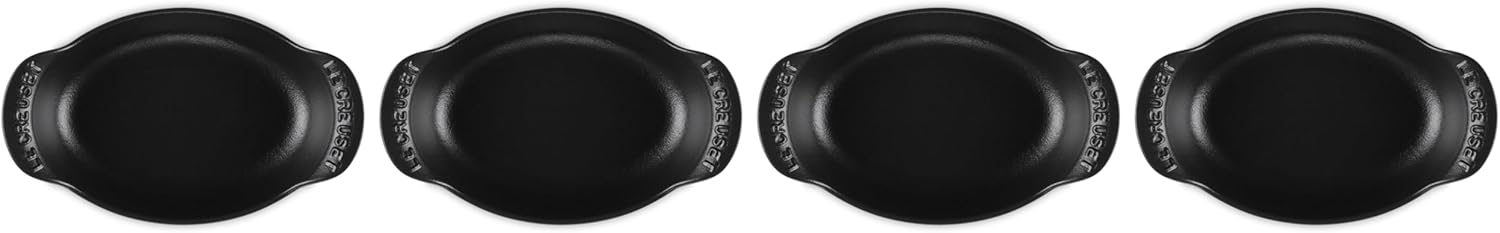 Le Creuset Set of 4 - 1/3 Qt. Mini Oval Baker - Gourmand Collection - Matte Black