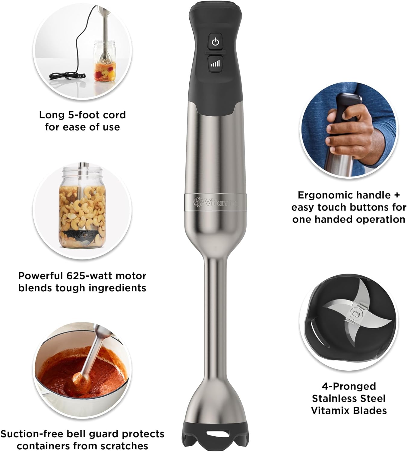 Vitamix Immersion Blender - Stainless Steel/White