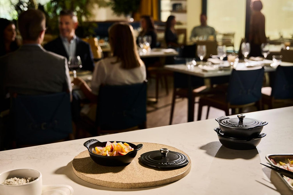 Le Creuset Set of 4 - 1/3 Qt. Mini Round Braiser w/Stainless Steel Knob - Gourmand Collection - Matte Black