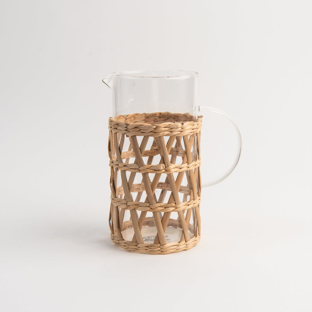 Seagrass Wrapped Glass Pitcher
