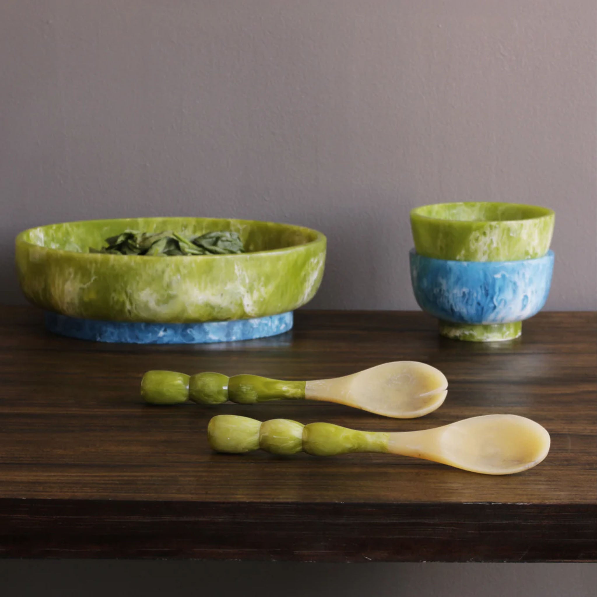 Beatriz Ball Rio Resin Large Oval Bowl in Green & Blue