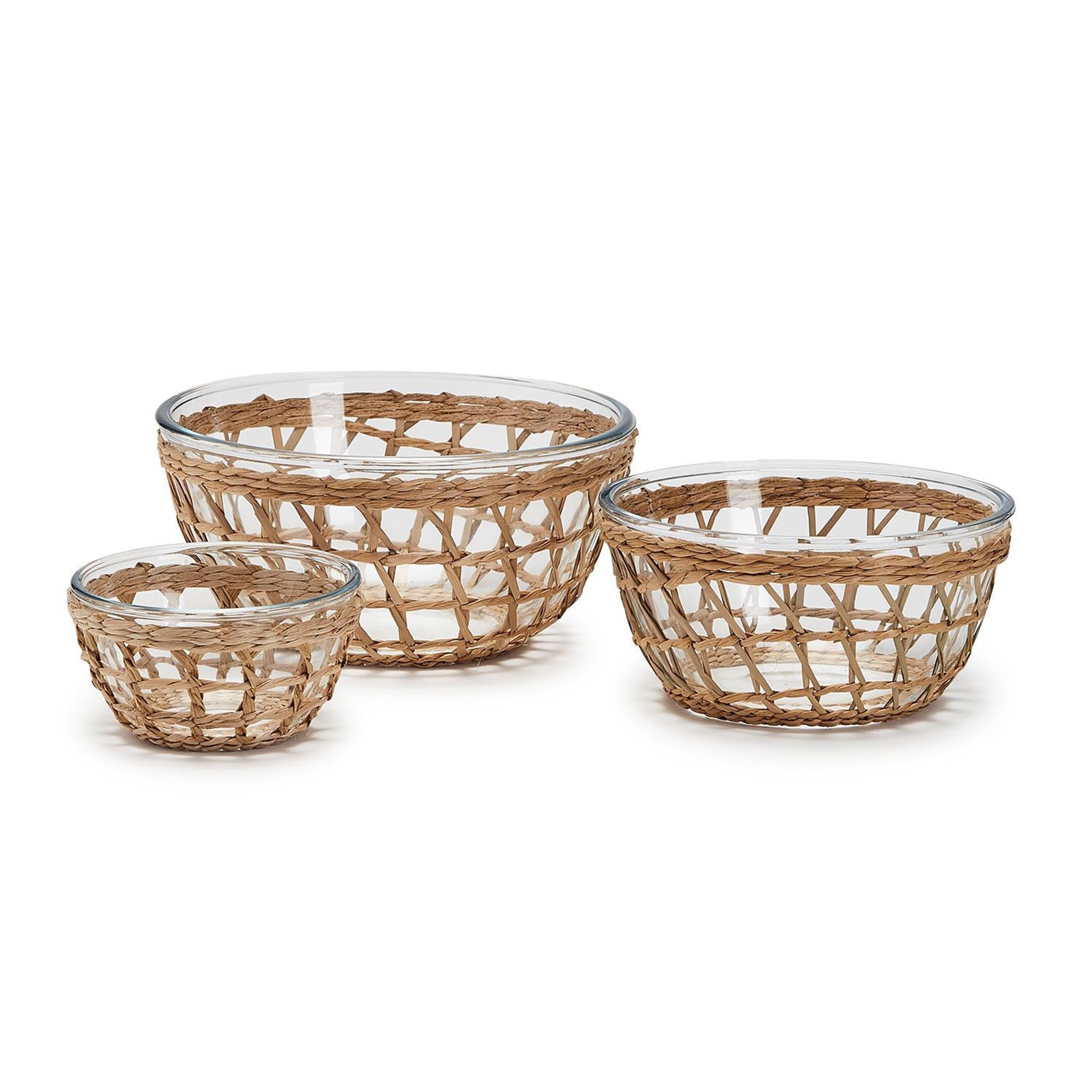 Rattan Wrapped Glass Bowls