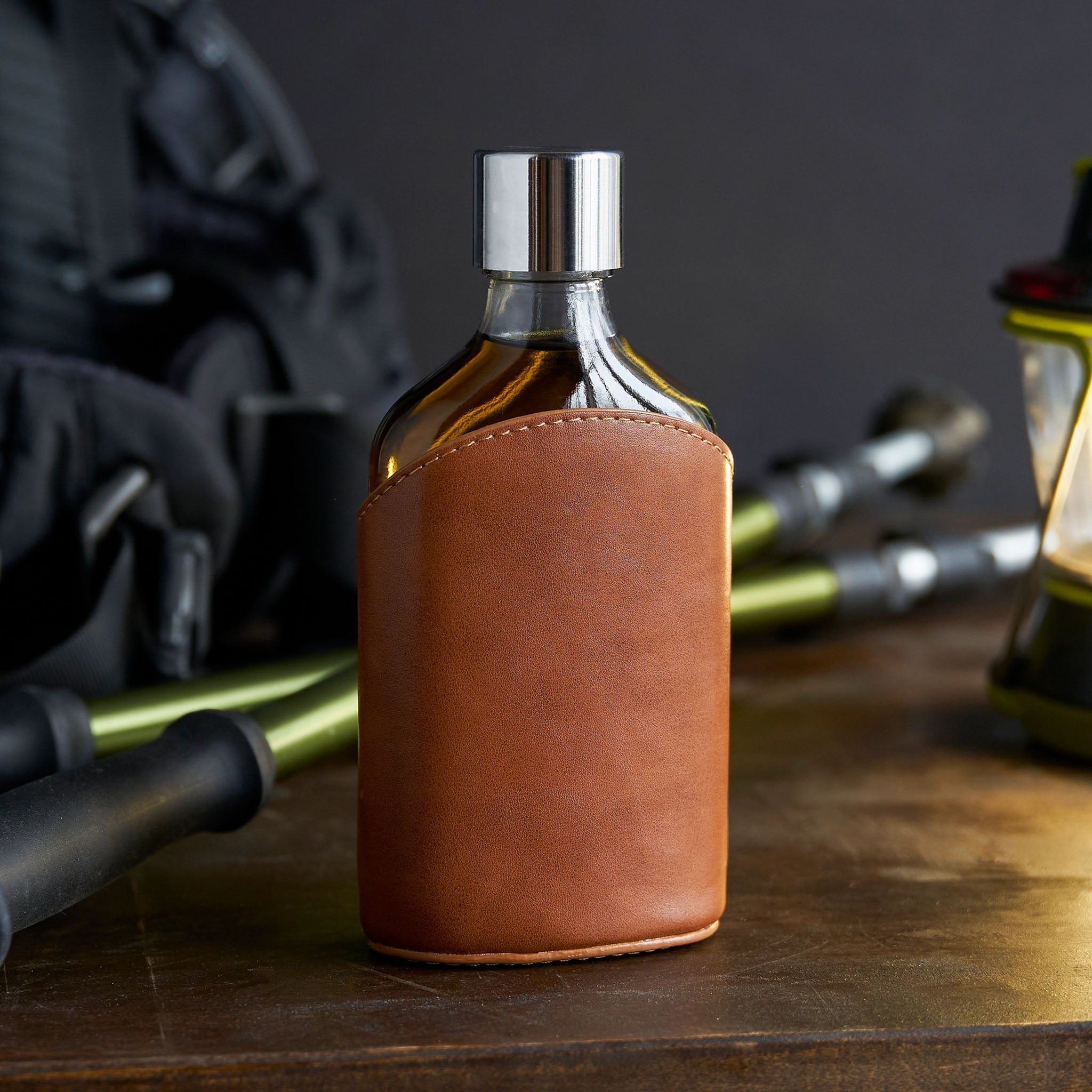 Classic Leather Wrapped Glass Flask
