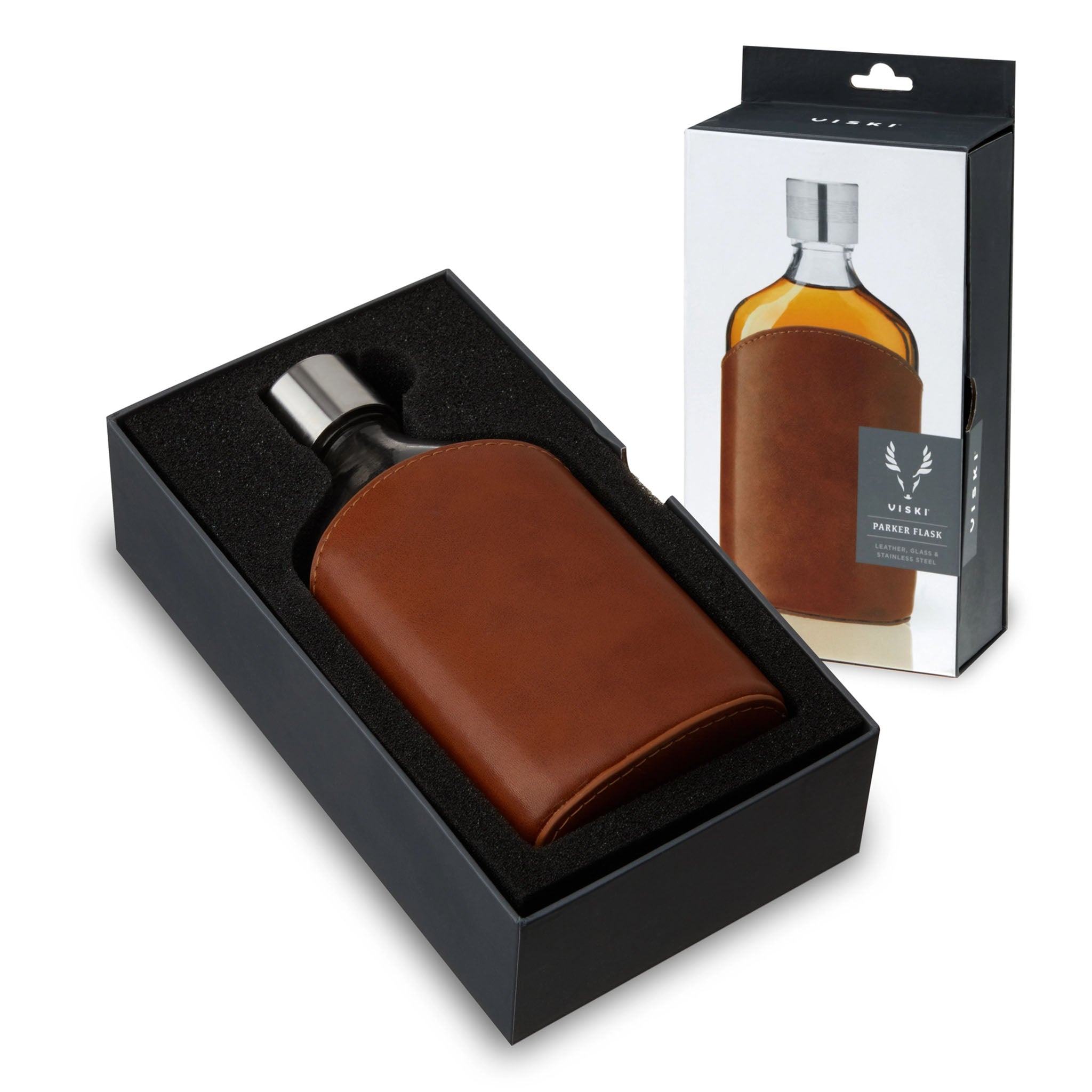 Classic Leather Wrapped Glass Flask