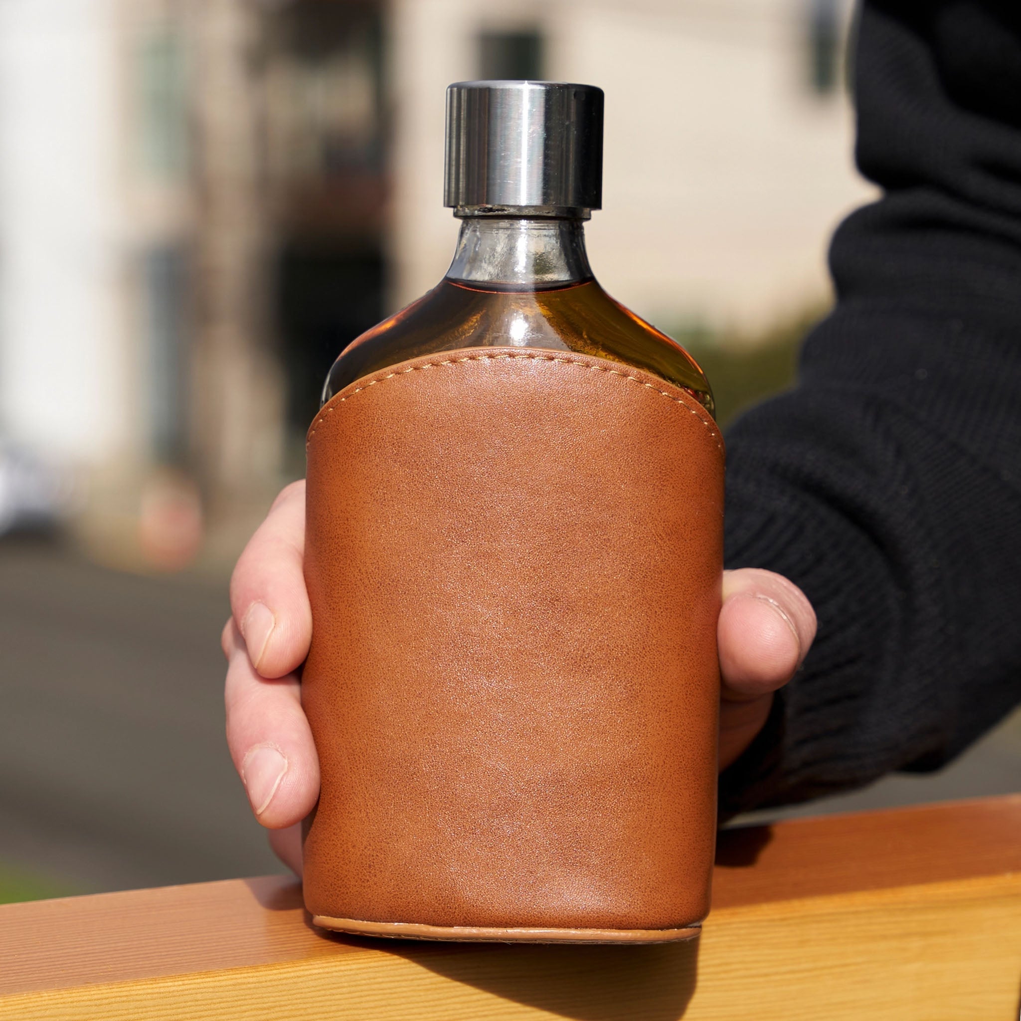 Classic Leather Wrapped Glass Flask