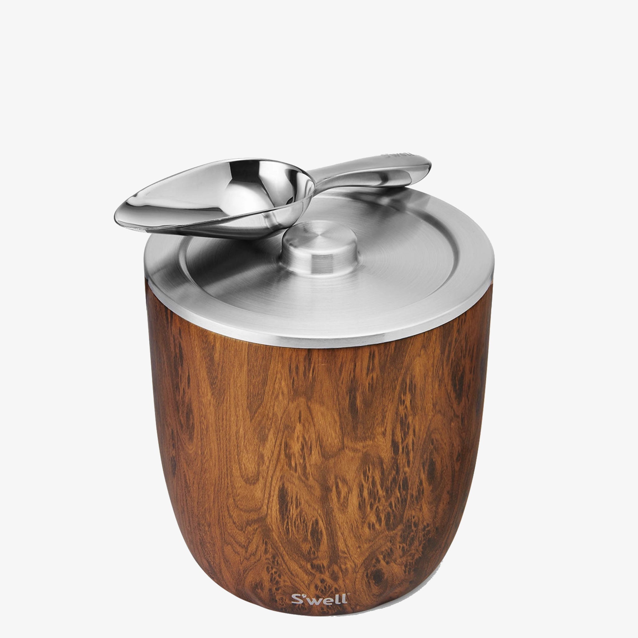S'well XL Teakwood Insulated Ice Bucket + Scoop