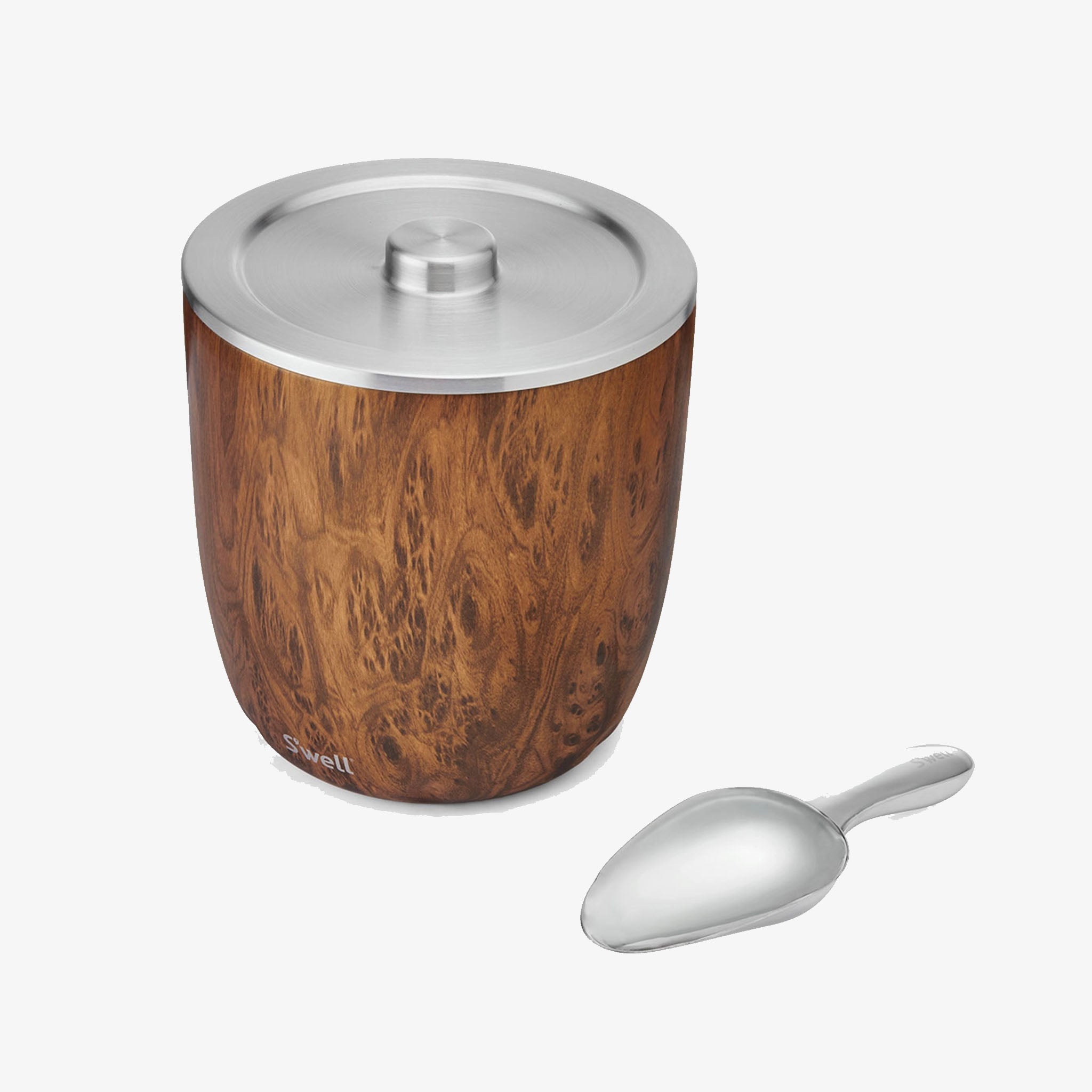 S'well XL Teakwood Insulated Ice Bucket + Scoop